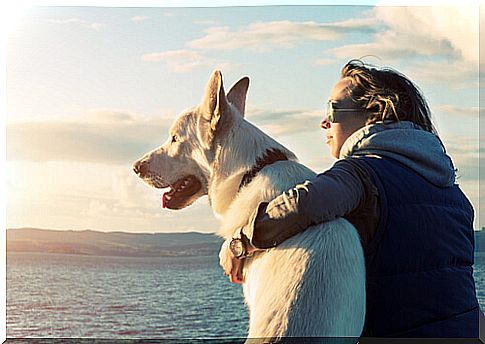 affection between woman and dog